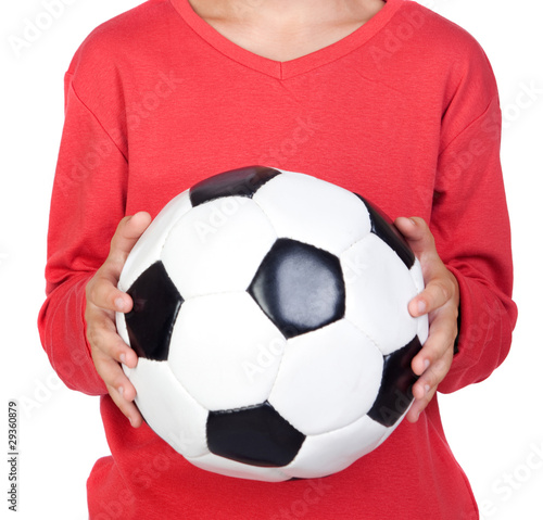 Student little child with soccer ball