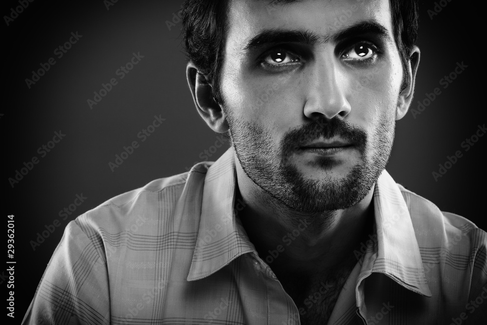 Fototapeta premium Monochrome young man portrait