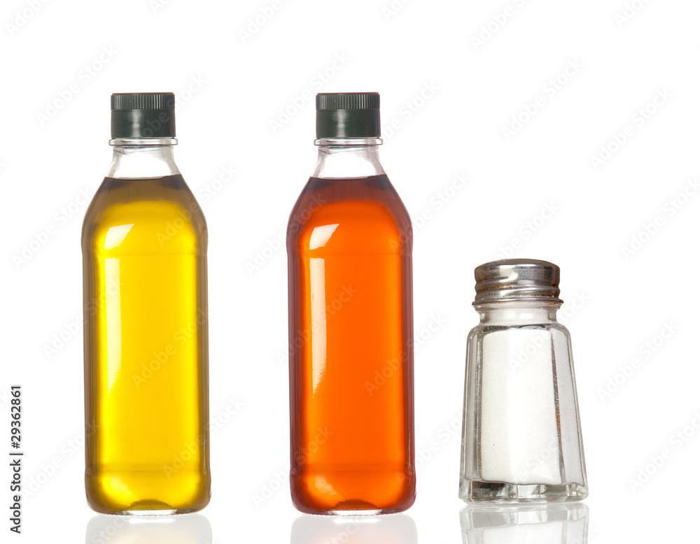 Bottles of oil, vinegar and salt boat Bottles of oil, vinegar and salt boat