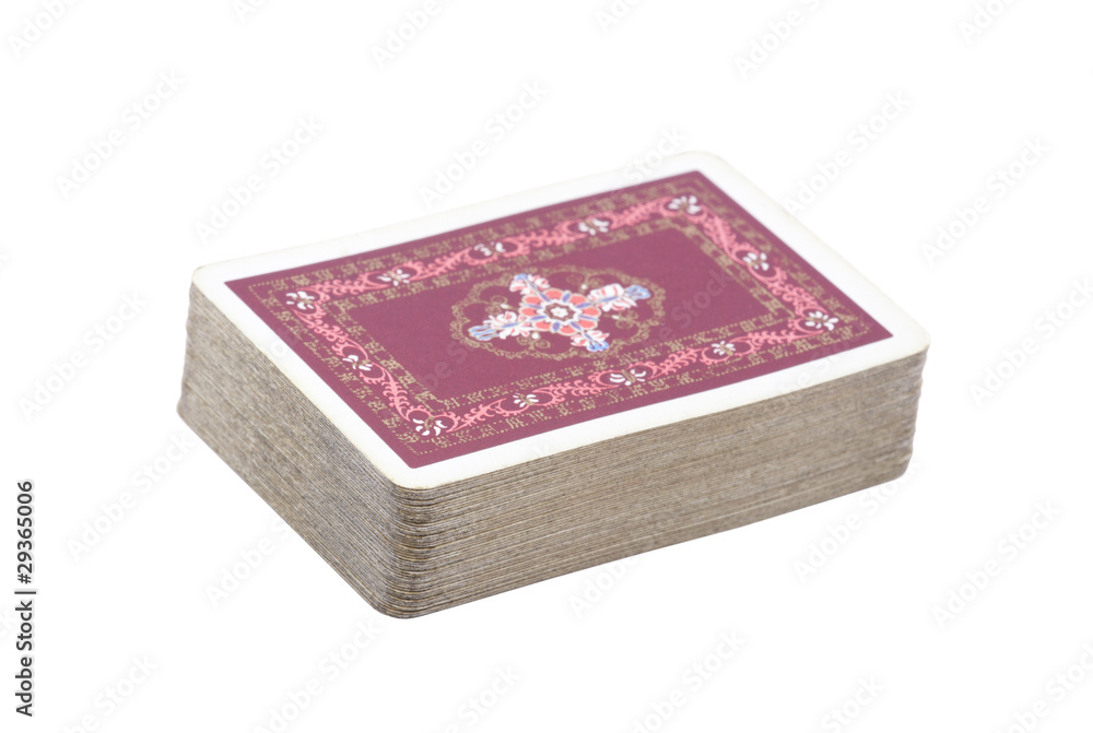 Deck of playing cards with clipping path