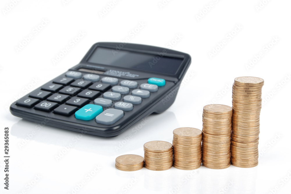 Calculator and coins Calculator and coins
