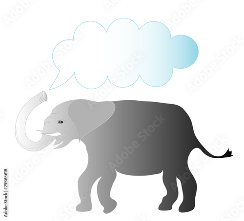 Grey elephant with trunk up frame for text vector
