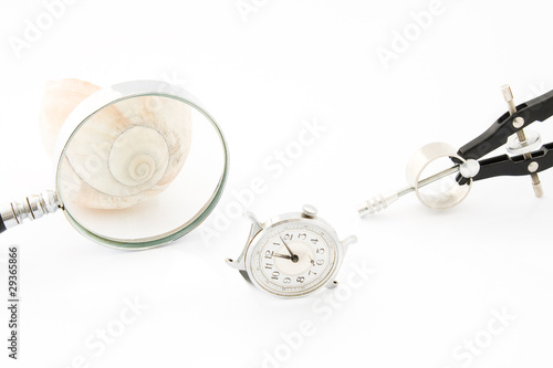 Clock with Magnifier and Compass photo