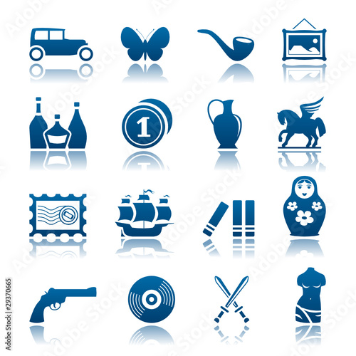 Collecting and hobby icon set