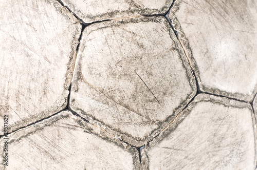 old used soccer ball close-up