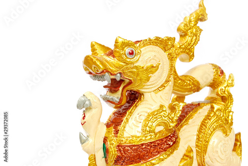 Golden Lion statue isolated