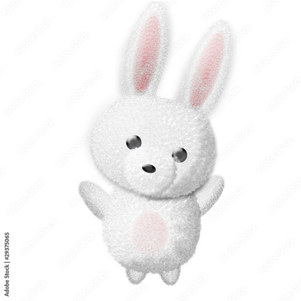 動物イラスト フワフワうさぎ白 首かしげ Stock Illustration Adobe Stock