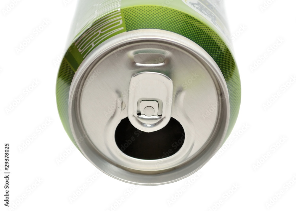 Opened aluminum can for soft drinks or beer Opened aluminum can for soft drinks or beer