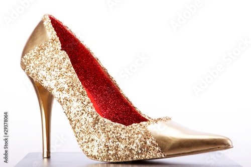 Gold Schuh  Weiss 02