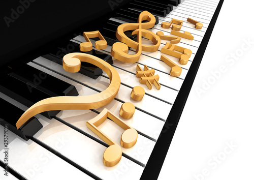 treble clef is on the piano keys