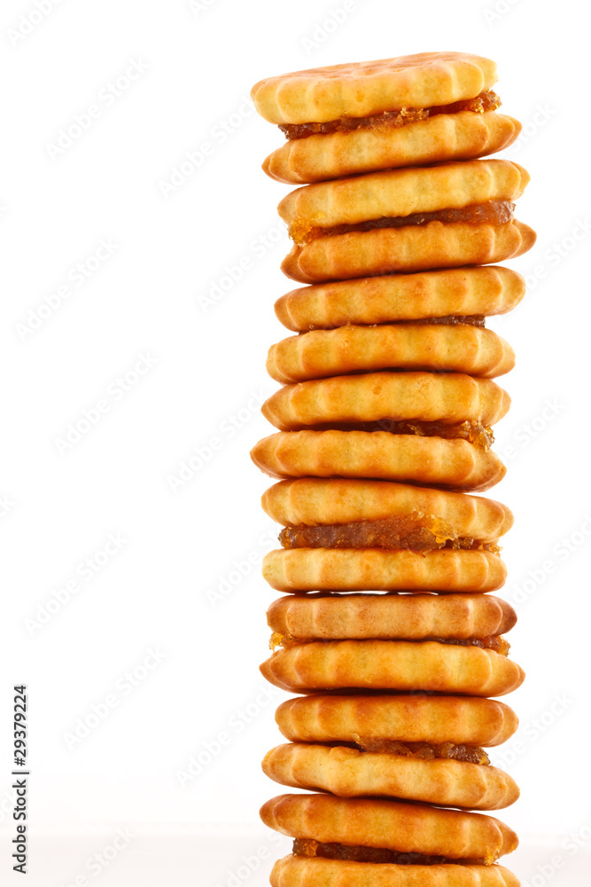 Stack of cracker and pinapple jam Stack of cracker and pinapple jam