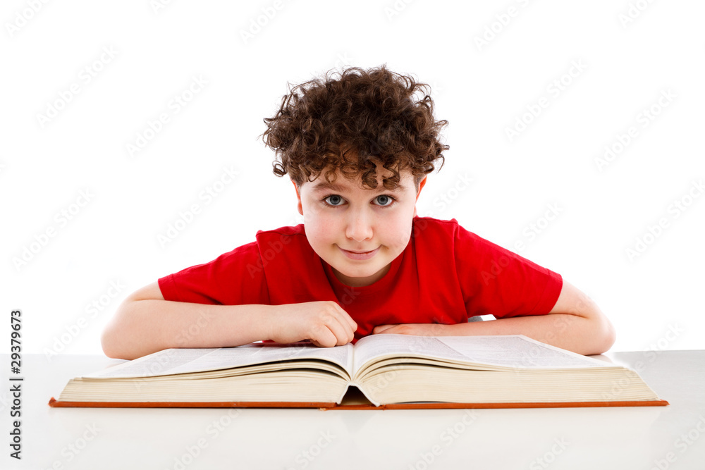 Boy reading book isolated on white Boy reading book isolated on white