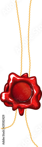 The red sealing wax press on a rope