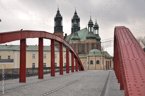 Jordan bridge and cathedral in Poznan, Poland