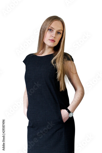 Fotografia Pretty lady wearing fashionable dress. Fresh new young face.