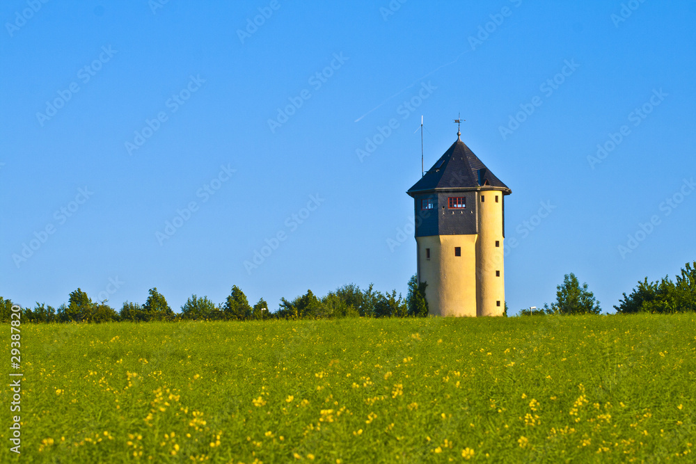 watertower with rape fields