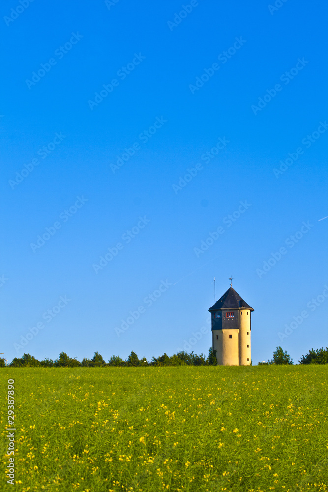 watertower with rape fields