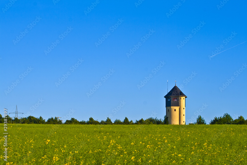 watertower with rape fields