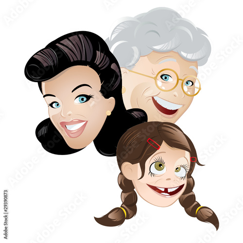 familie oma mutter kind cartoon