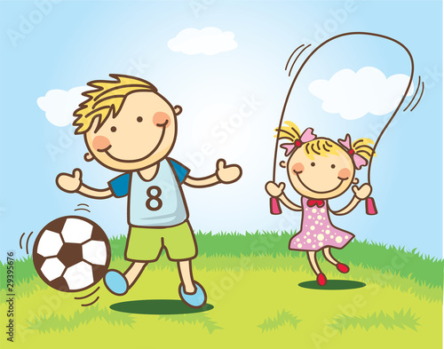 children playing at field