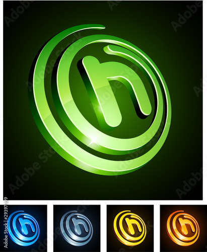 Vibrant 3d h letter.