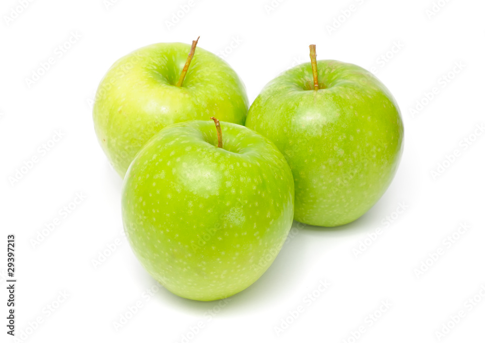 Green Granny Smith Apples Isolated on White Background Green Granny Smith Apples Isolated on White Background