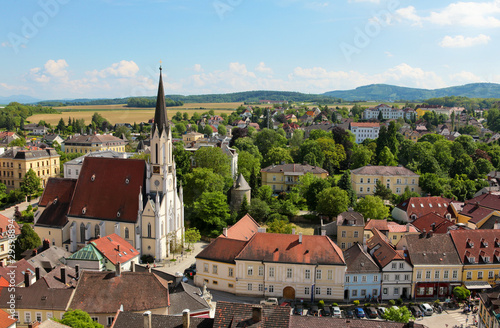 Photography Aerial view on the town of Melk, in Austria, from Stift Melk