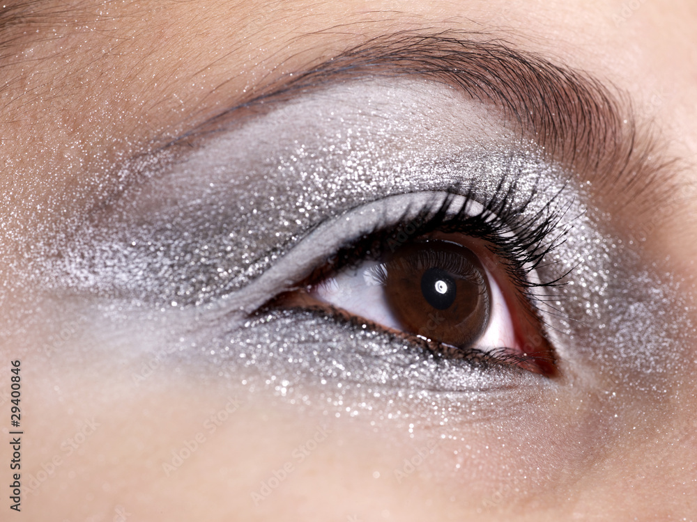 Close-up of female eye make-up.