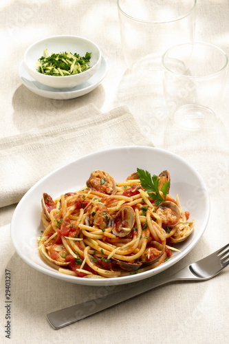Obraz na plátně spaghetti aux palourdes - spaghetti alle vongole