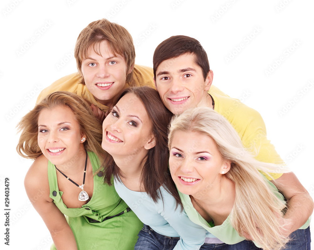 Group of young people on white. Group of young people on white.
