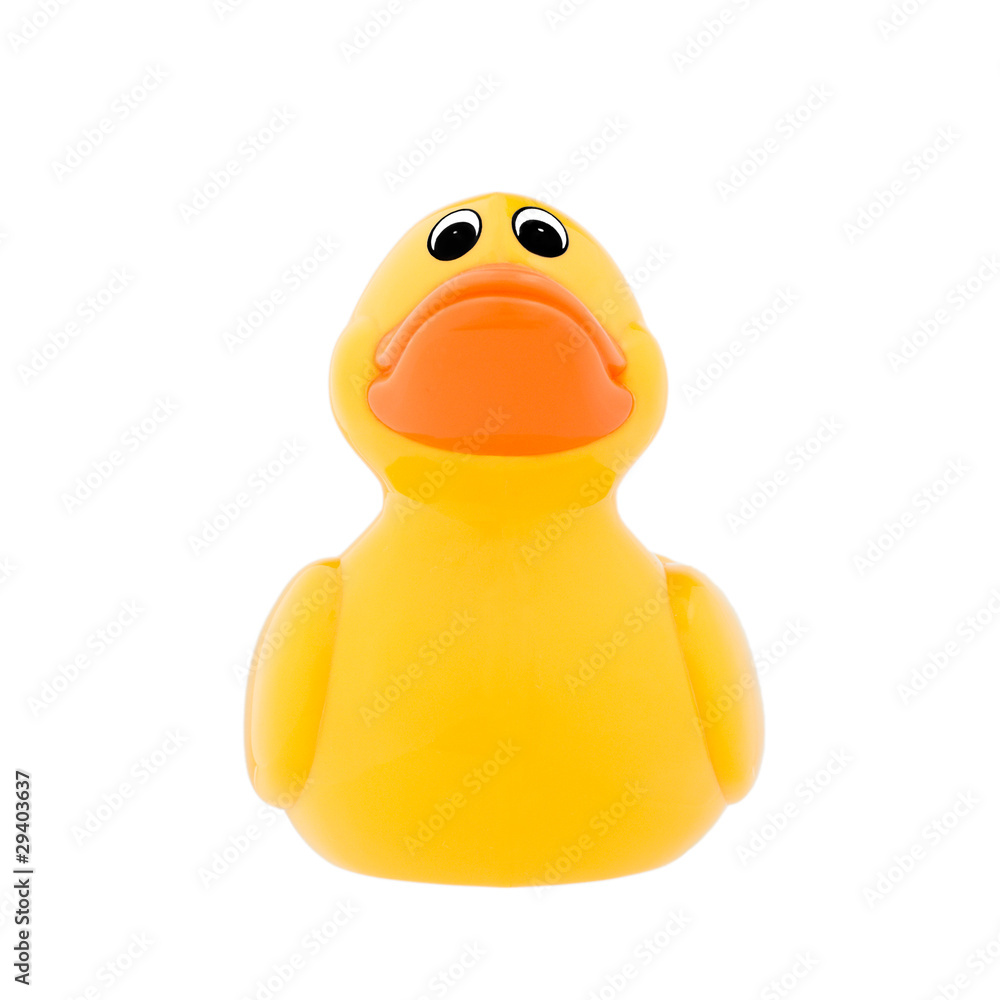 Classic toy, yellow plastic duck, isolated on white. Classic toy, yellow plastic duck, isolated on white.