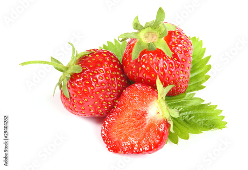 Fresh ripe strawberry on white background