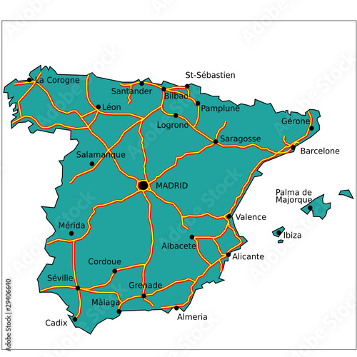 Carte des autoroutes d'Espagne