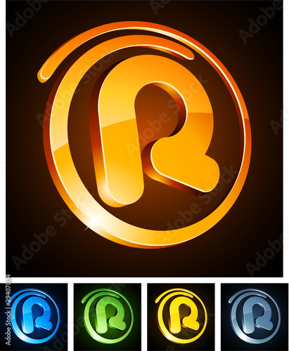 Vibrant 3d r letter.