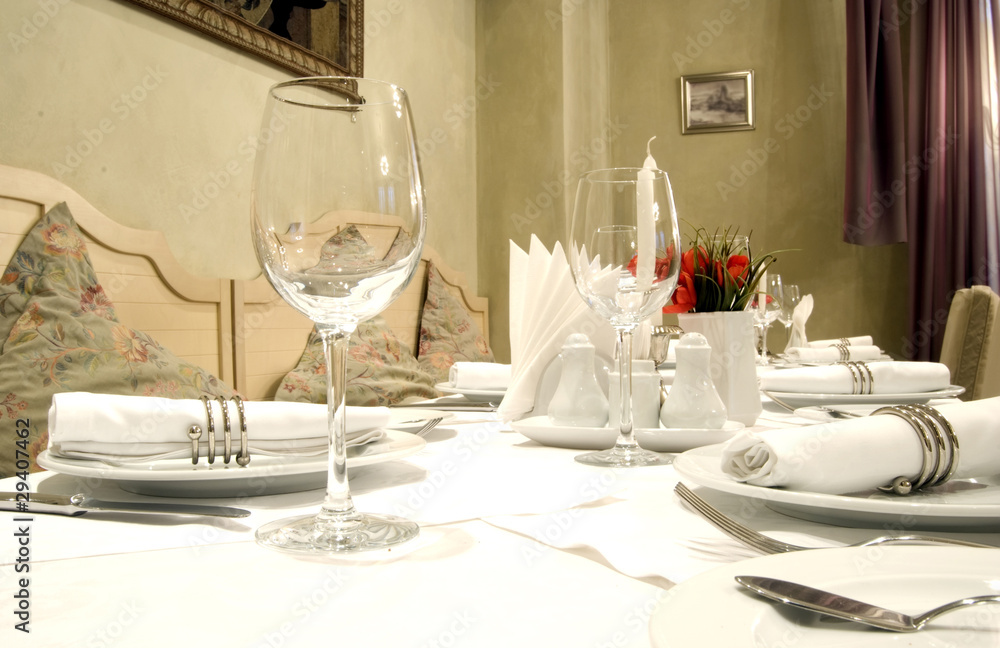 Dining table in modern restaurant Dining table in modern restaurant