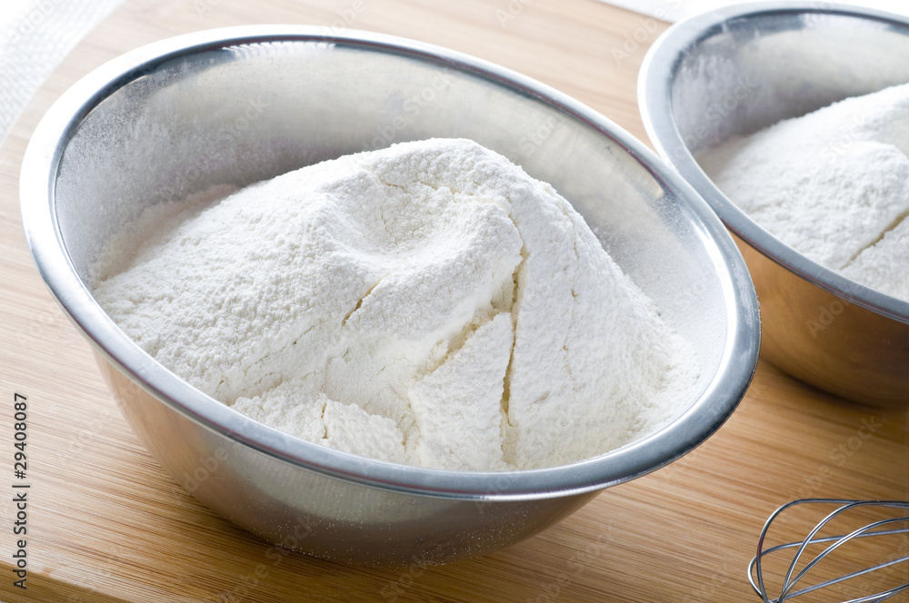 White flour in bowl White flour in bowl