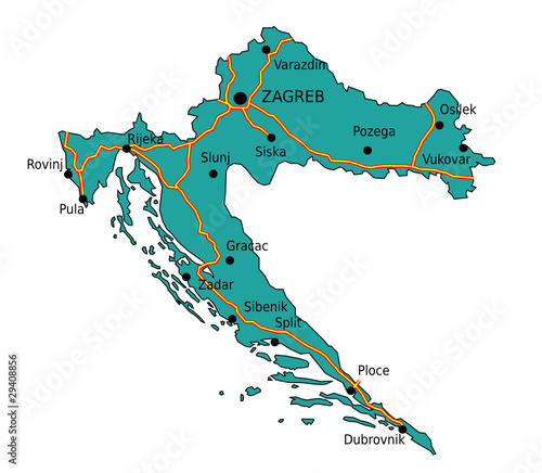 Carte des autoroutes de Croatie