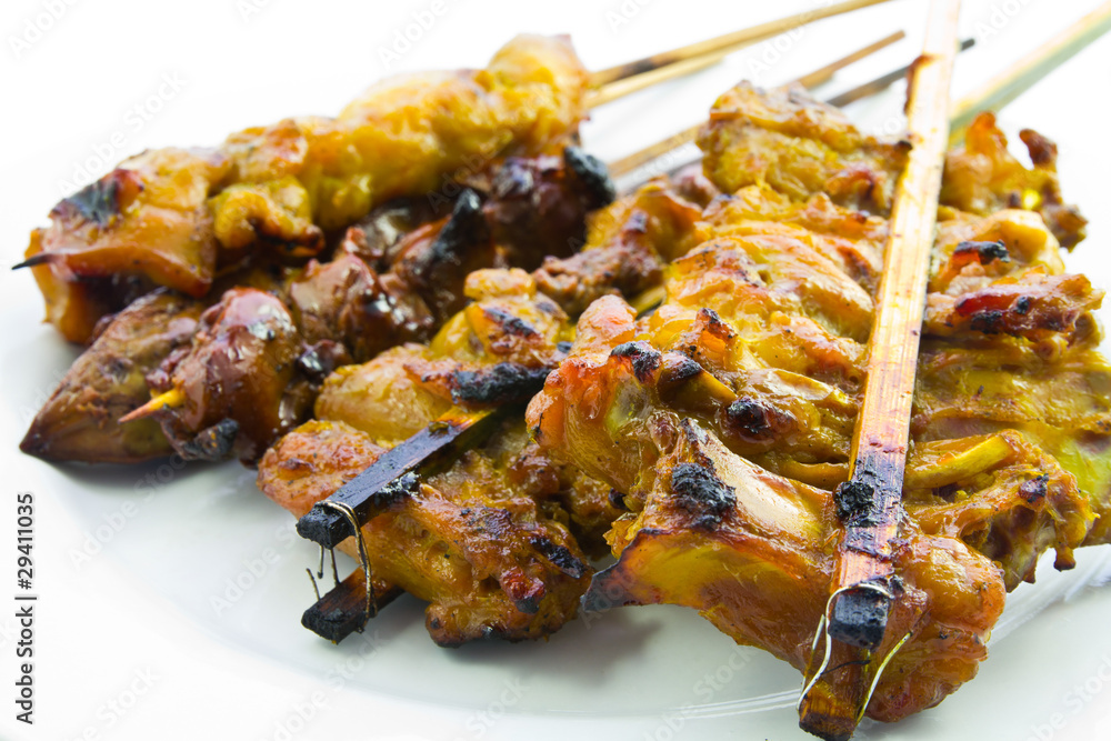 Roasted chicken in stick in Thai style
