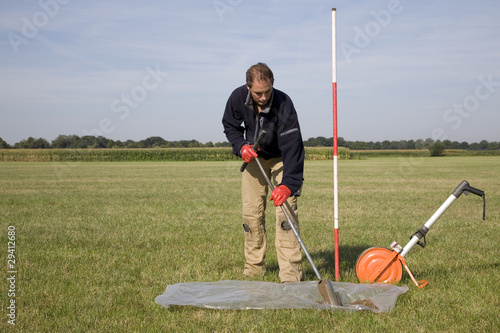 Taking samples of the soil and groundwater, environmental resear photo