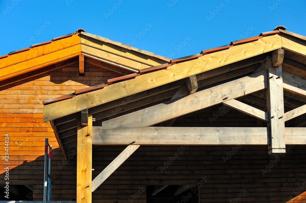 détail d'une maison en bois écologique