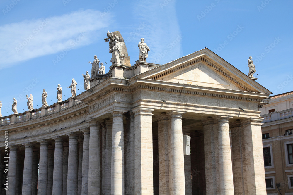 Vatican Columns. Vatican Colonnade. Landmark at Saint Peter Square, Vatican.