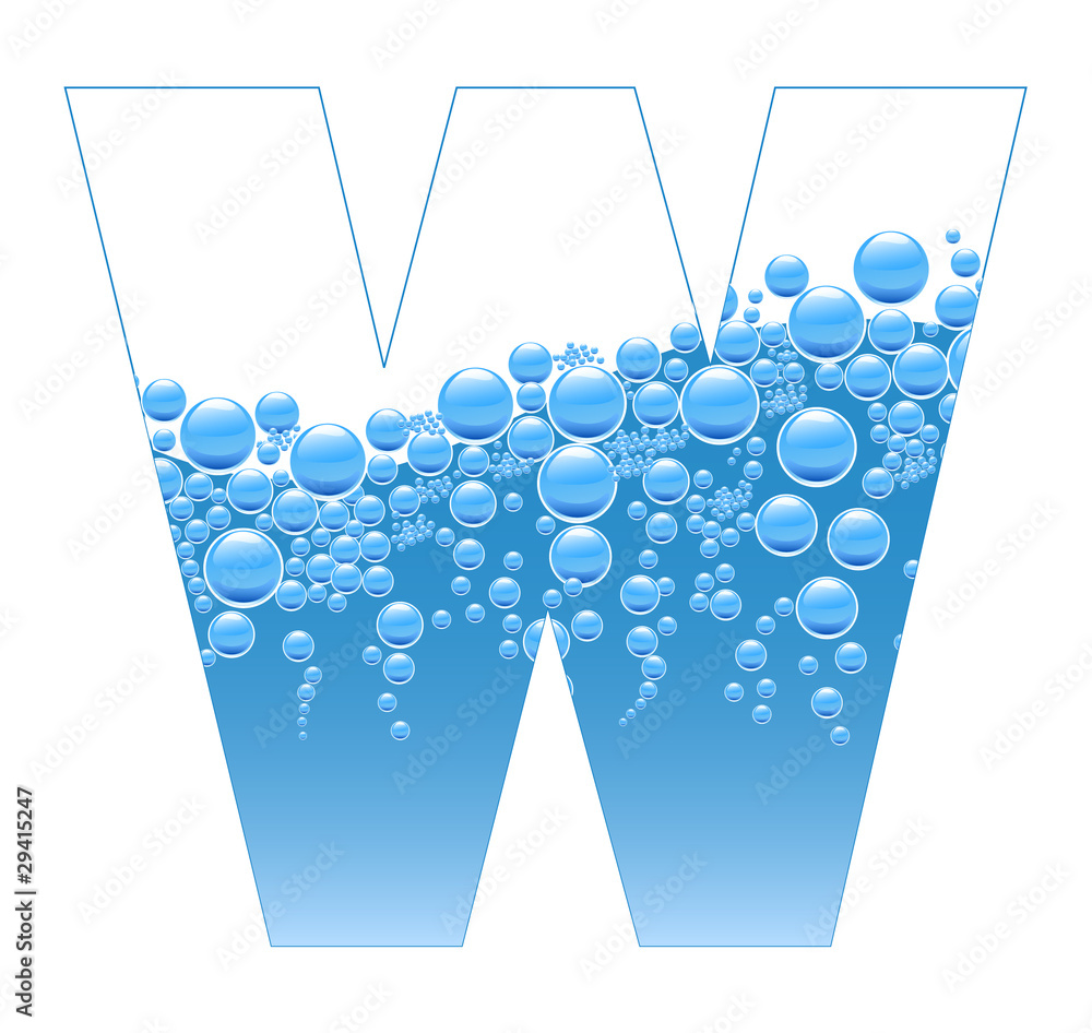 Bubbles and Water Isolated Alphabet Letter W Stock Vector | Adobe Stock