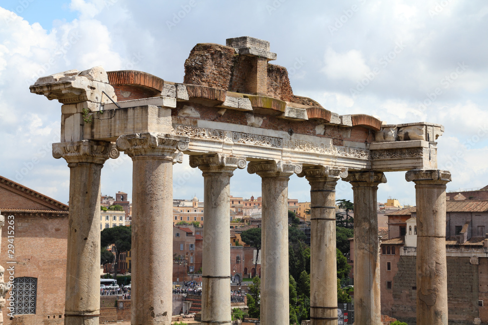 Roma Roman Forum. Ancient Rome landmark - Forum Romanum in Rome.