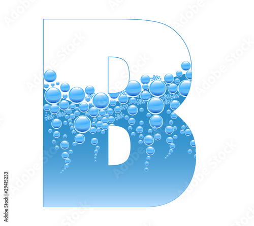 Bubbles and Water Isolated Alphabet Letter B