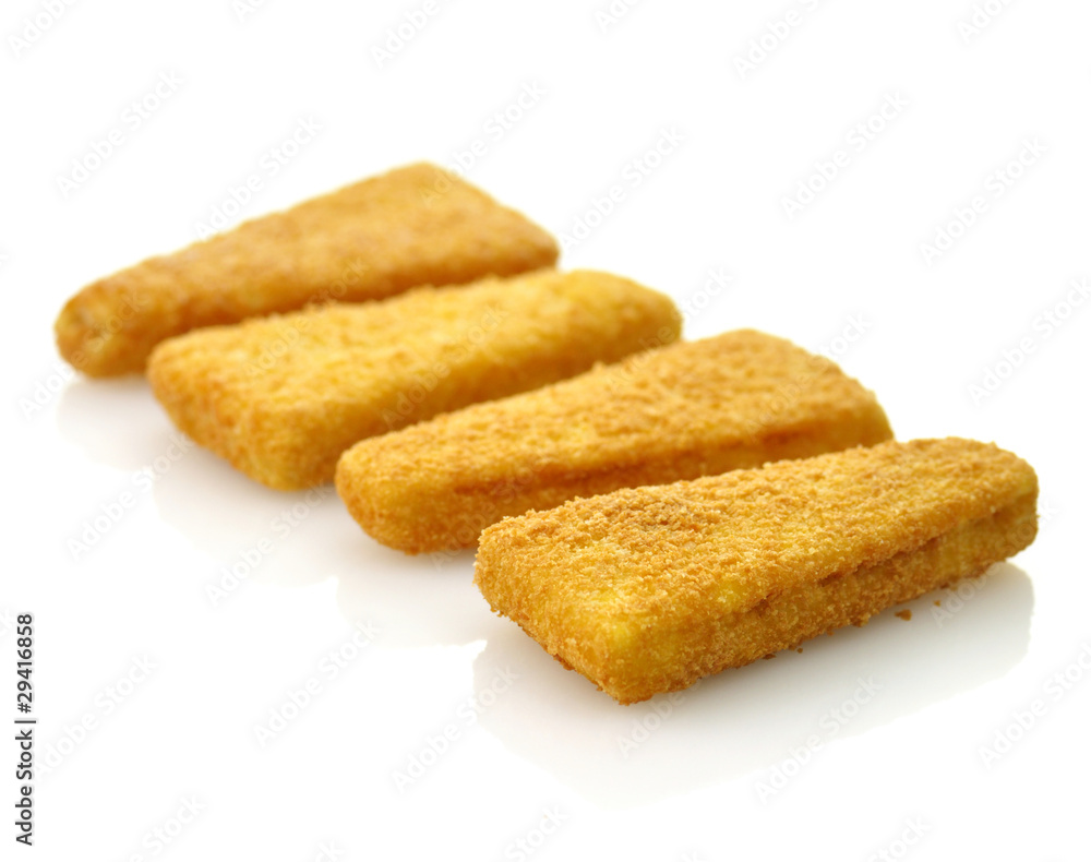 Frozen fish fillets on a white background Frozen fish fillets on a white background