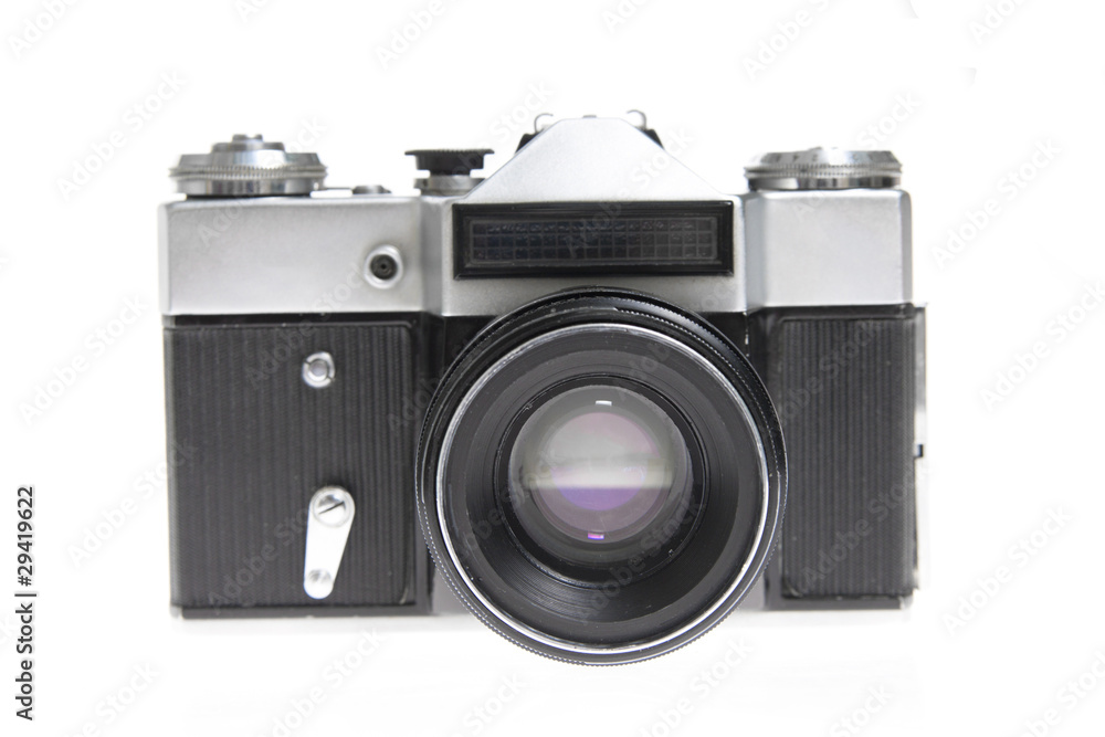 Old camera isolated on white background