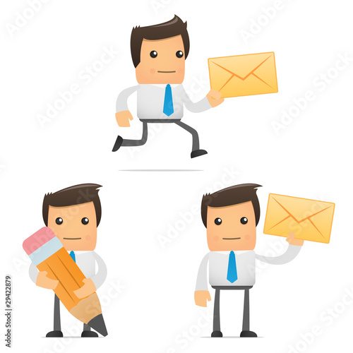 set of funny cartoon office worker