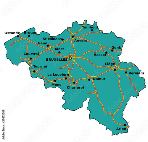 Carte des autoroutes de Belgique