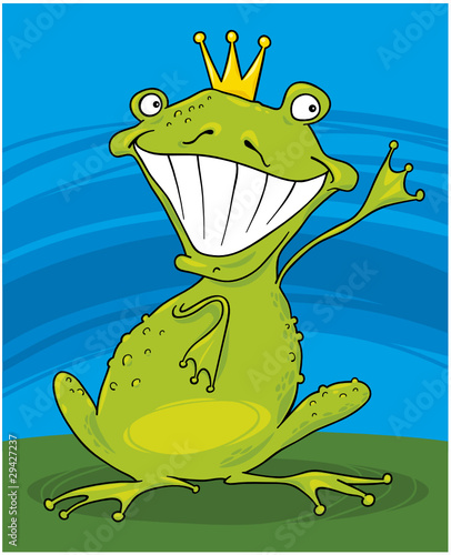 cartoon illustration of funny prince frog