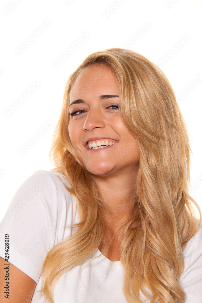 Junge nette Frau. Fröhlich lächelnd. Portrait Junge nette Frau. Fröhlich lächelnd. Portrait